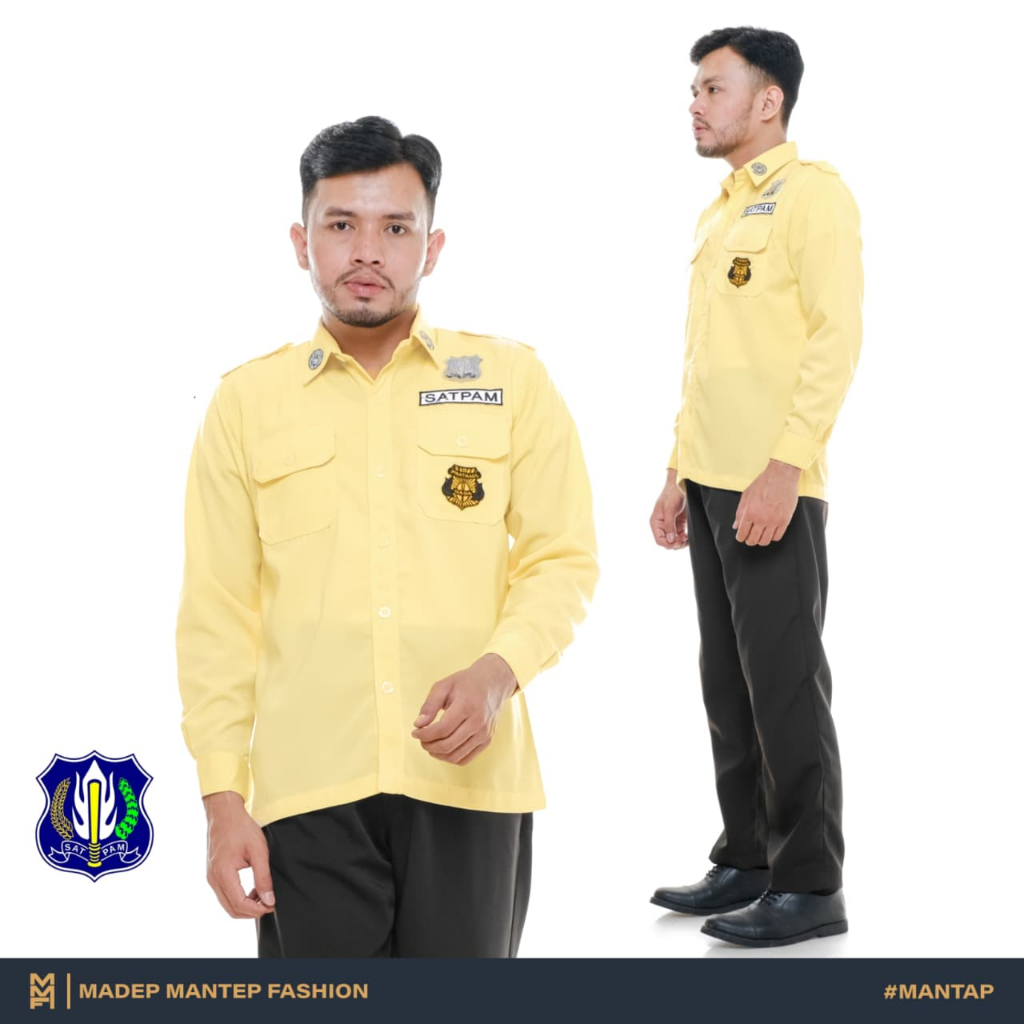 Seragam PDH Lengan Panjang Satpam Security Krem Terbaru Kualitas Terbaik Seragam SATPAM MMF