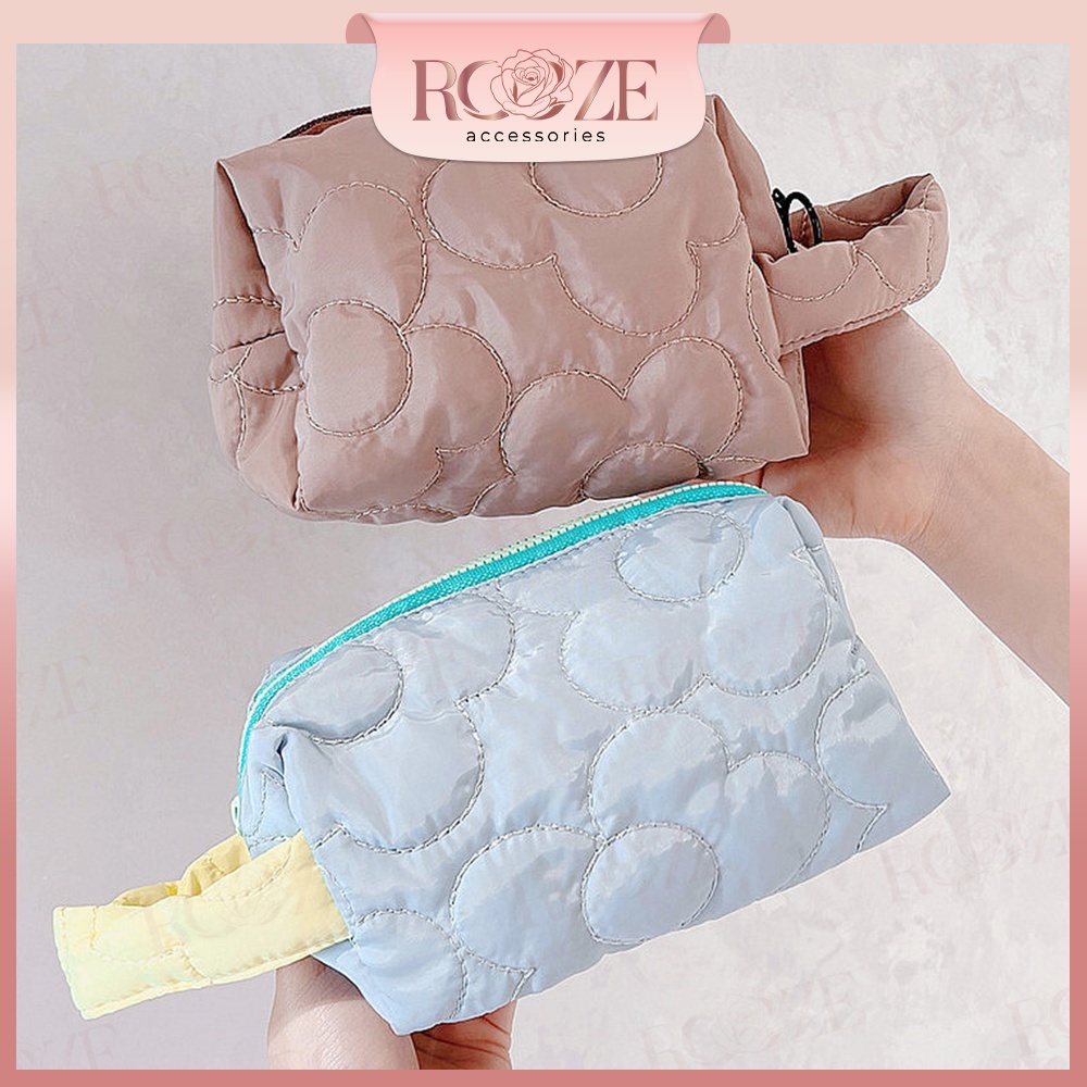 Tas Kosmetik Puffy Bunga Lucu Pouch Makeup Wanita Cosmetic Bag Travel
