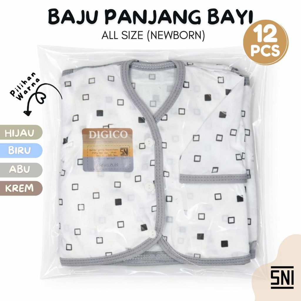 Baju Panjang Bayi 1 Lusin (12 Pcs) – SNI, Murah