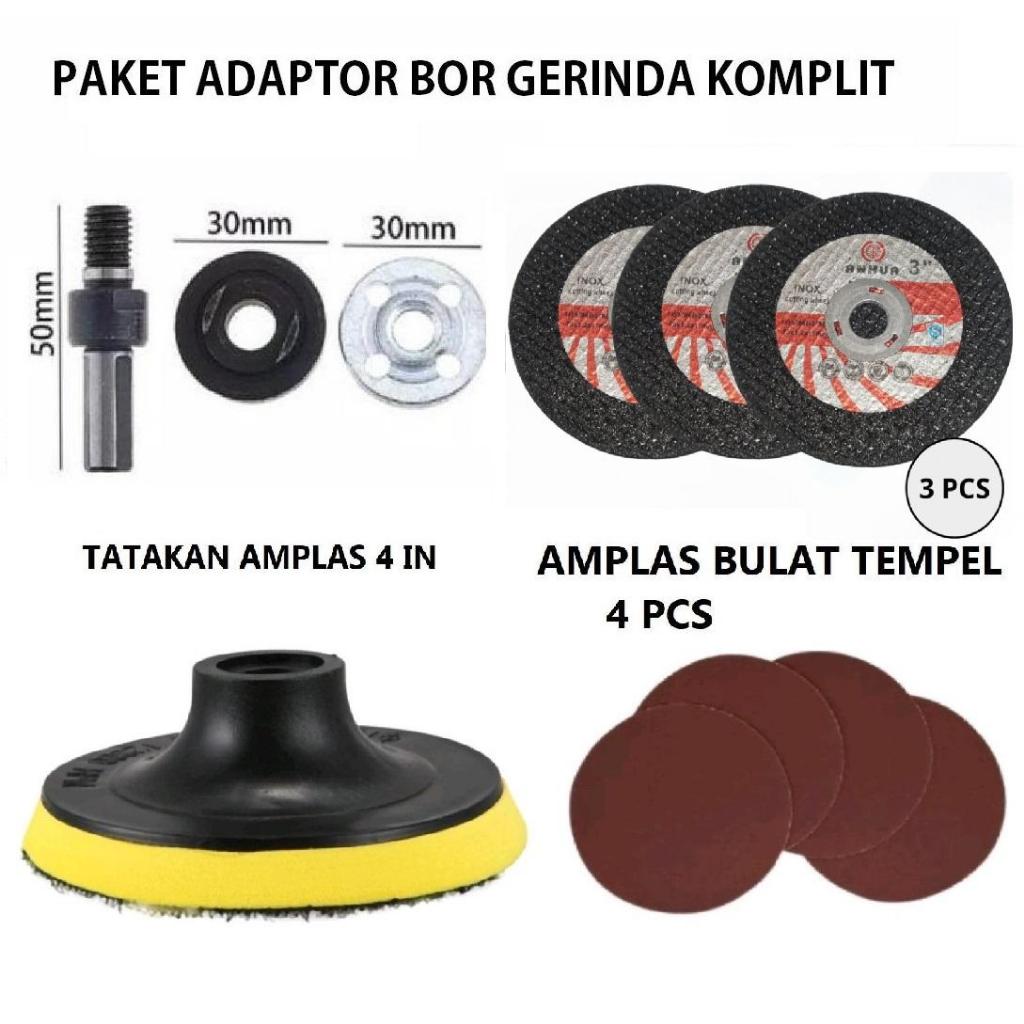 Adaptor bor ke gerinda paket lengkap potong poles amplas