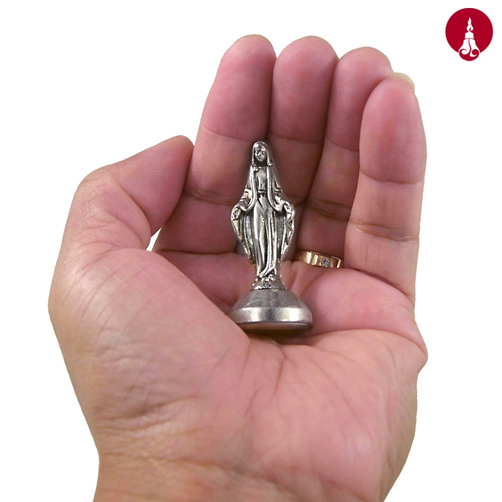 Patung Rohani Bunda Maria Tangan Terbuka Logam Mini 5 cm Hiasan Dhasboard Mobil