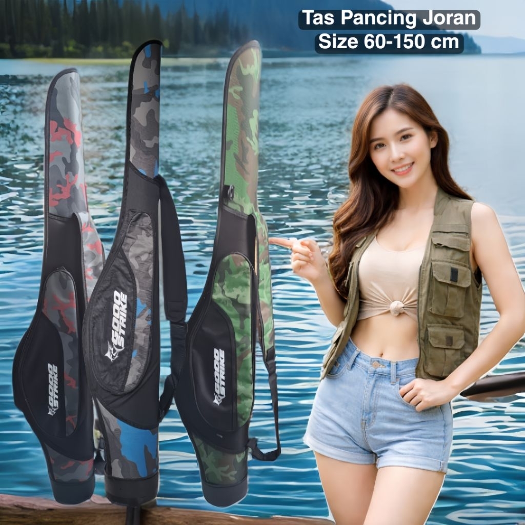 Tas Pancing Joran Hardcase Dilapisi Fiber Tebal mangkuk bawah Muat Joran Tegek&Reel Ukuran 60-150cm 