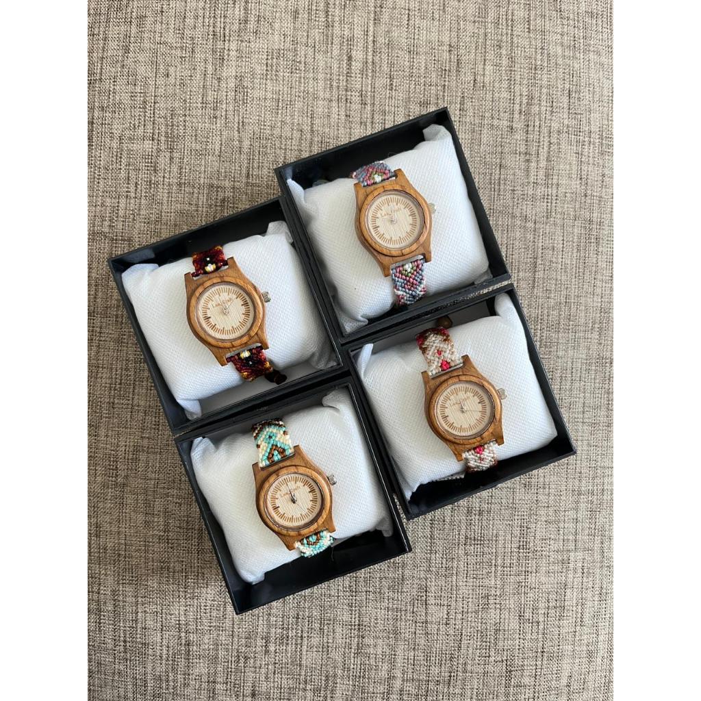 KAYARA Jam Tangan Kayu Jam Tangan Tali Rajut Pria dan Wanita