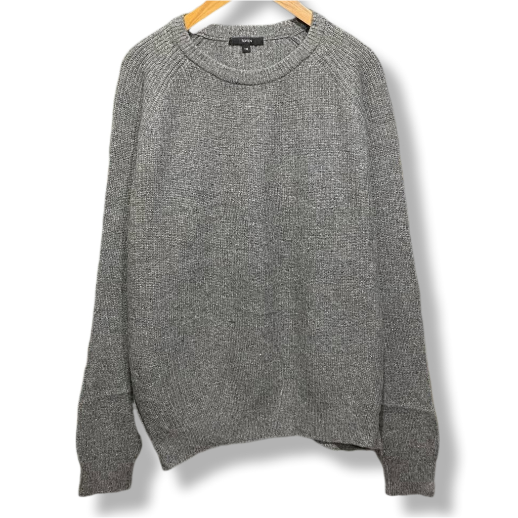 TOPTEN GRAY TEXTURED KNITWEAR SWEATER | RAJUT | OUTERWEAR | XSTOB