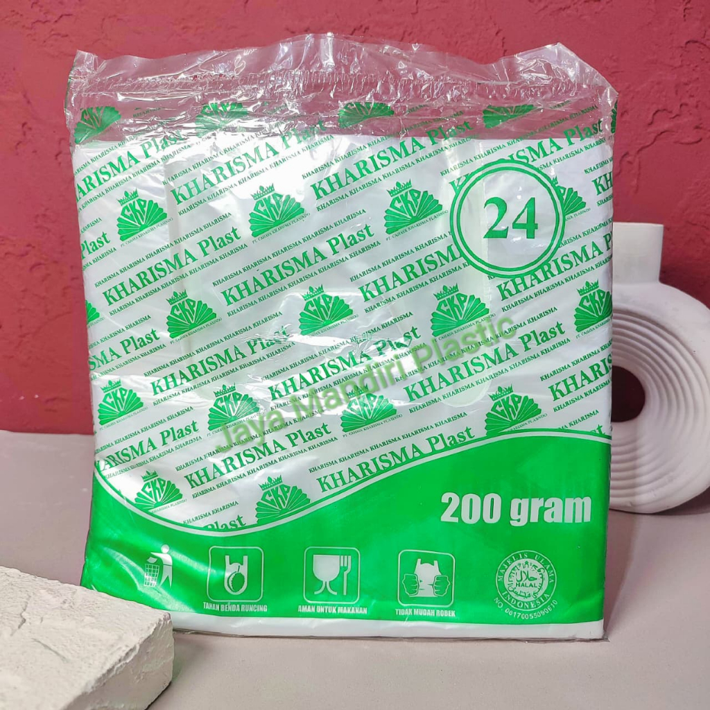 Kantong Plastik PE Bening Murah Merek Kharisma Hijau Uk 24/ HDPE Kresek Transparan FoodGrade