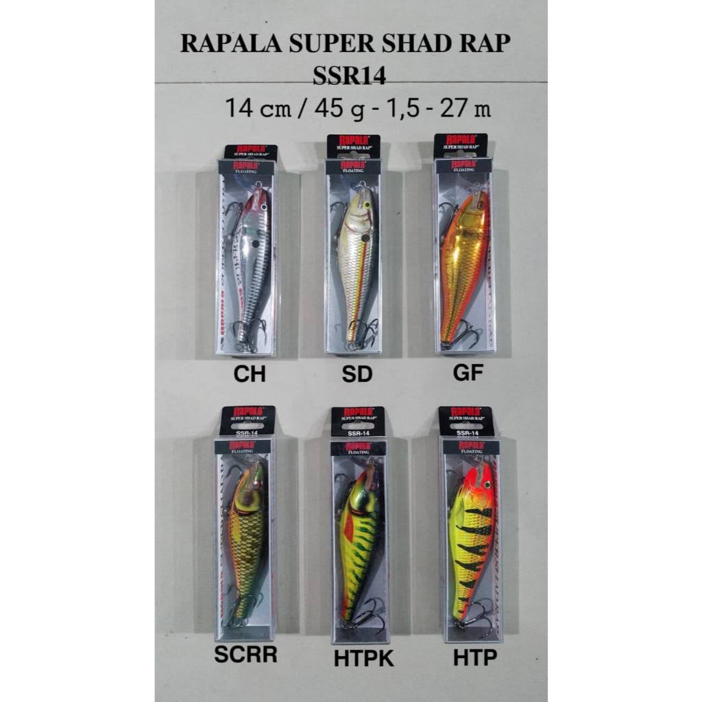 Umpan Pancing Rapala Super Shad Rap SSR14 14cm 45g Floating Hard Lure Predator