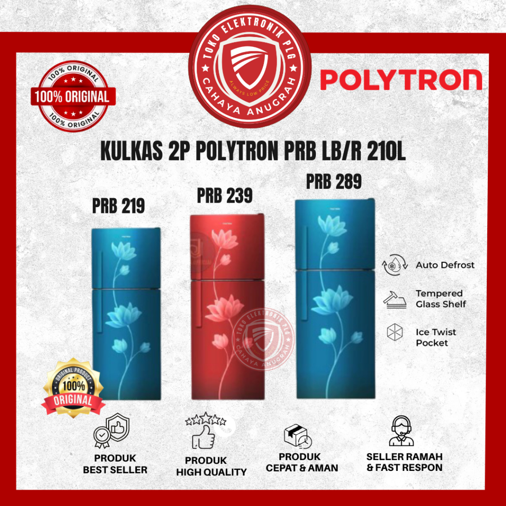 Kulkas Polytron 2 Pintu - PRB219/PRB239/PRB289 Kulkas Polytron GARANSI
