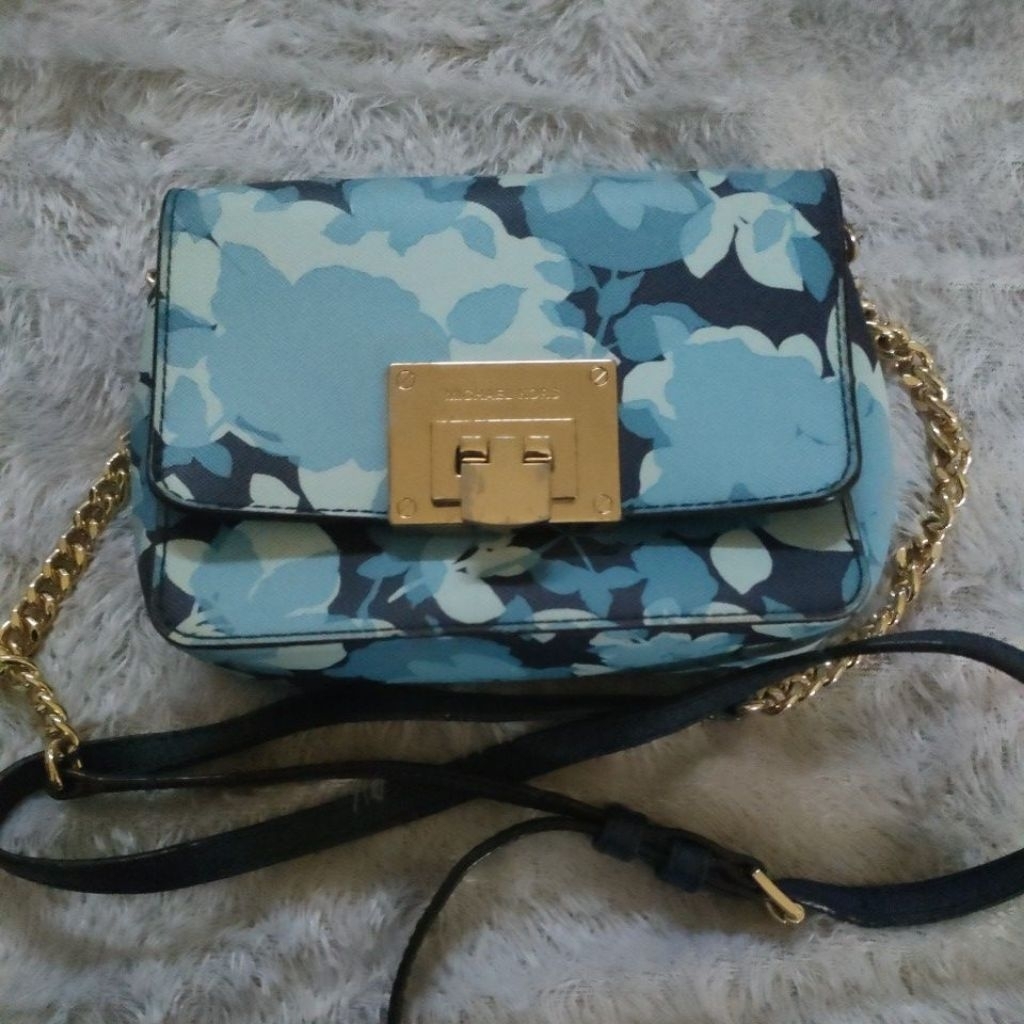 ORI tas mini wanita slempang MK warna biru bunga
