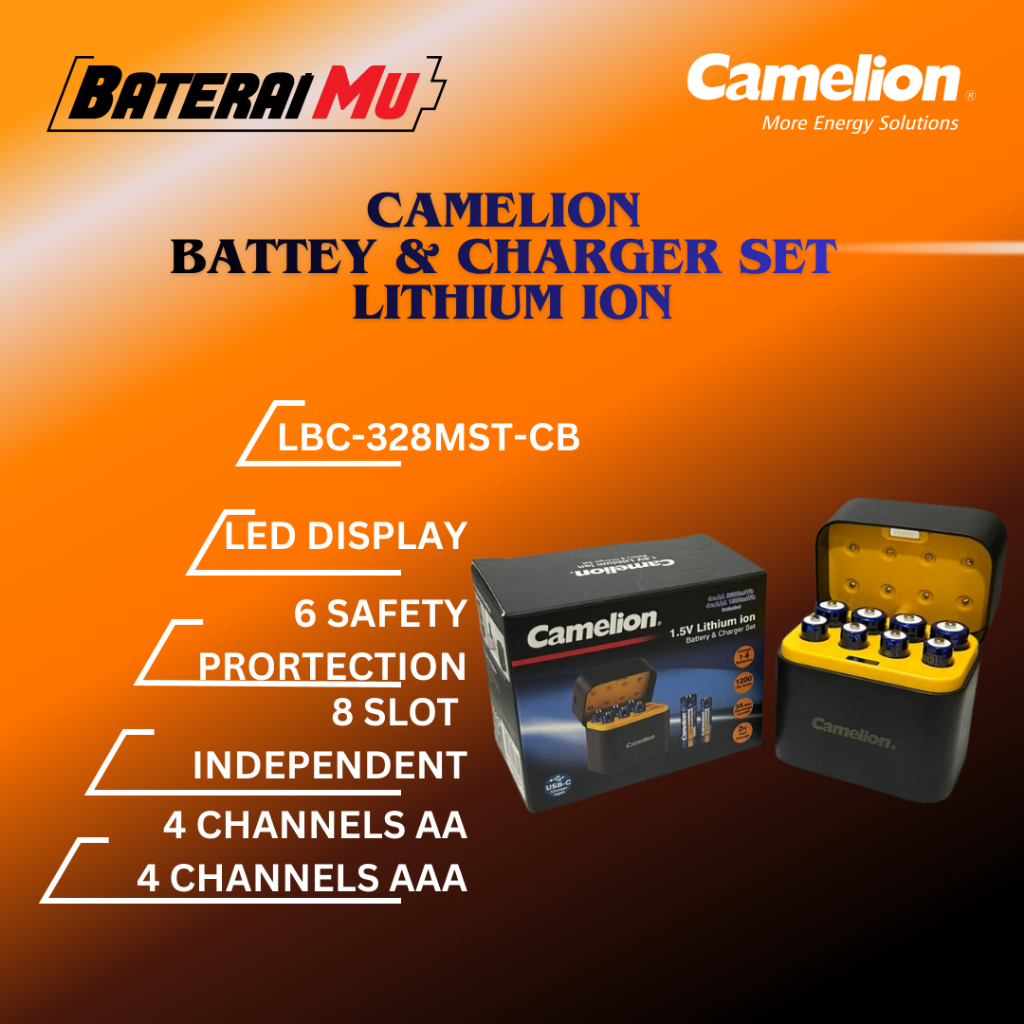 BateraiMu Camelion Battery Lithium with Charger Dock | Battery Lithium AA dan AAA