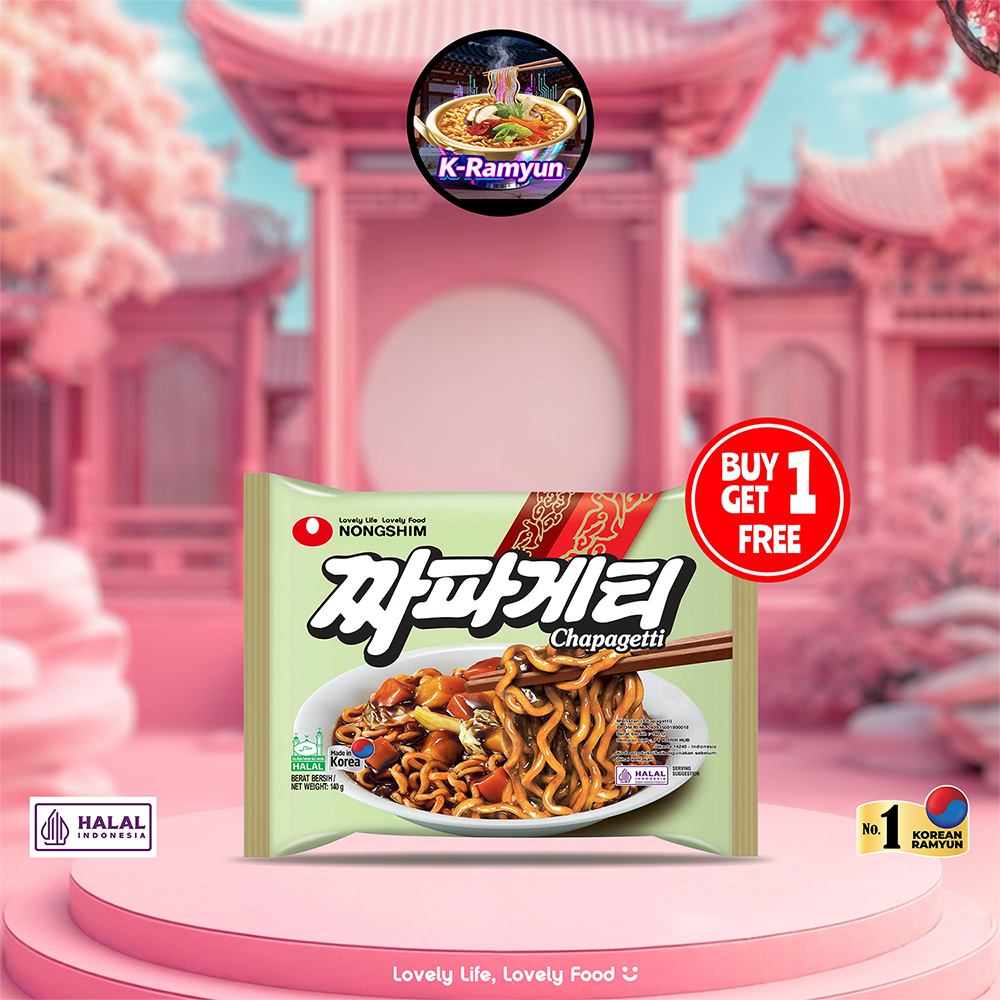 (BUY 1 GET 1) Nongshim Chapagetti ORIGINAL 140g  Instant Jajangmyeon Noodle Halal & Made in Korea