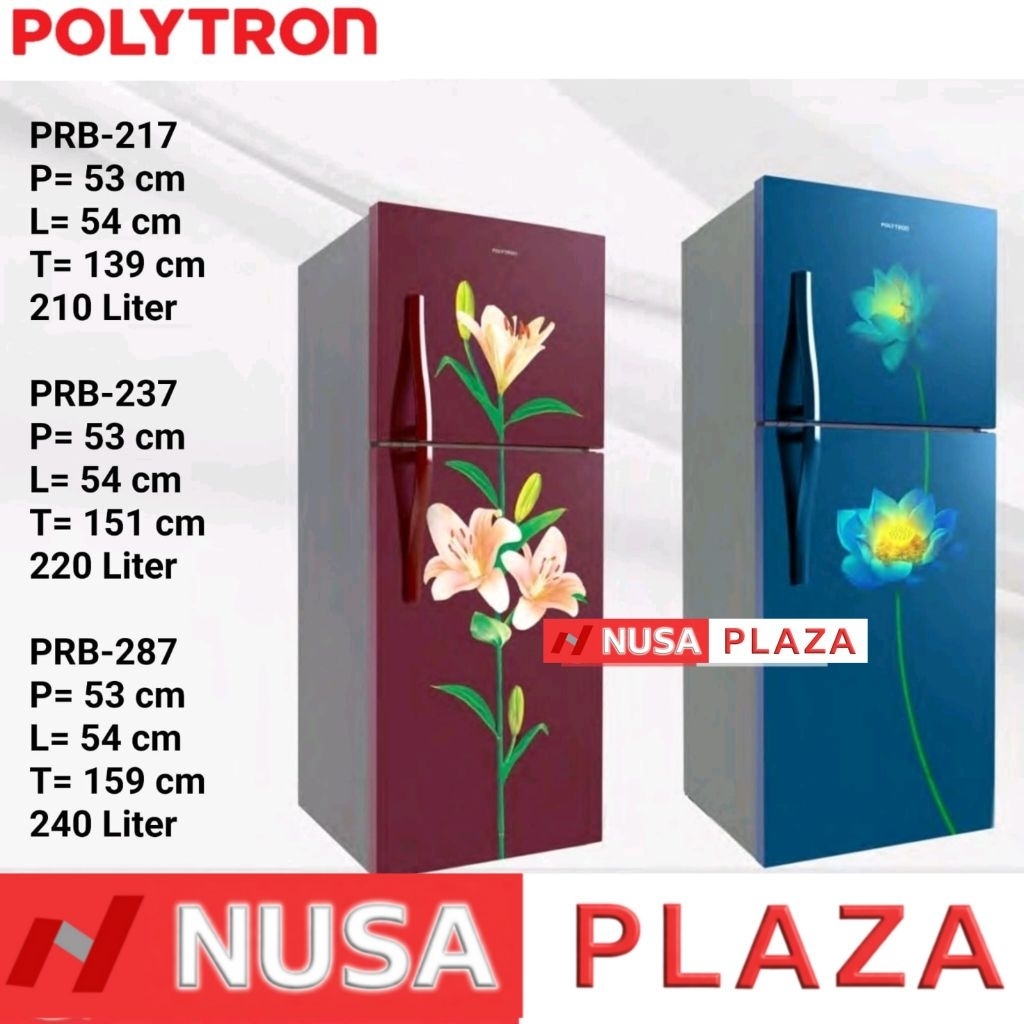 KULKAS POLYTRON 2 Pintu PRB-217 NEW 2022 Bunga Timbul (KHUSUS MEDAN)
