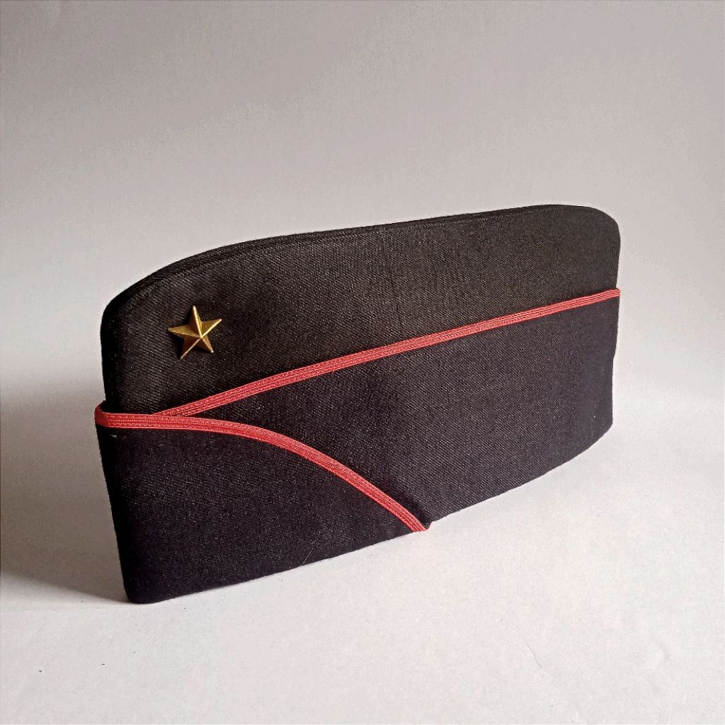 Antik Vintage Topi Mut Militer ABRI TNI AD Tahun 1994/1995 Size No.59 NOS Warna Hitam Bintang Kuning