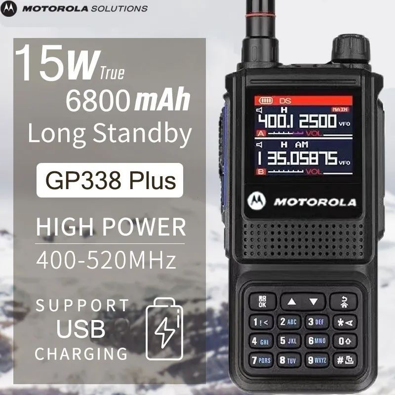 HT MOTOROLA GP338 Plus walkie talkie dua arah radio wailkie talkie jarak panjang 15W panggilan freku