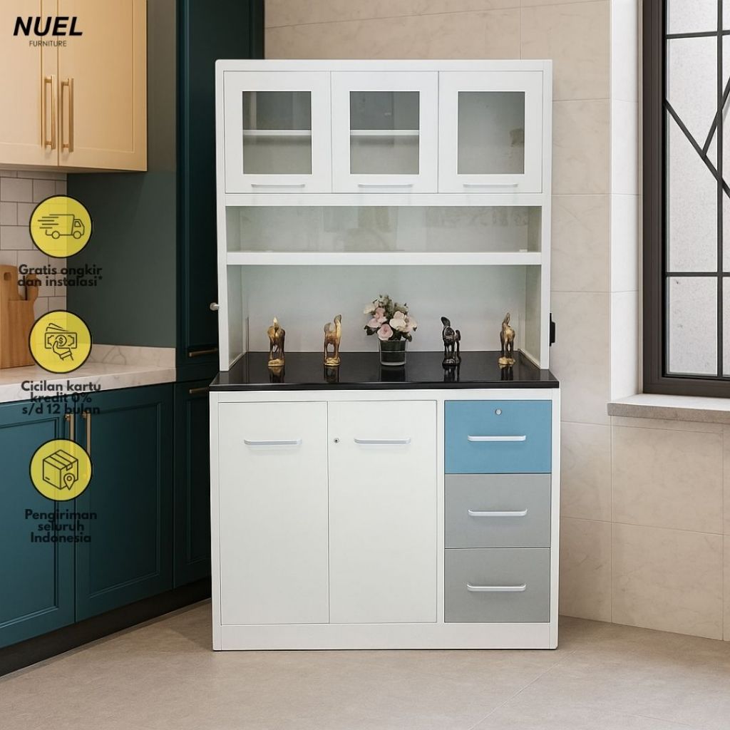 Kitchen Kabinet Set Besi/ Lemari Piring Dapur/Rak Besi Serbaguna