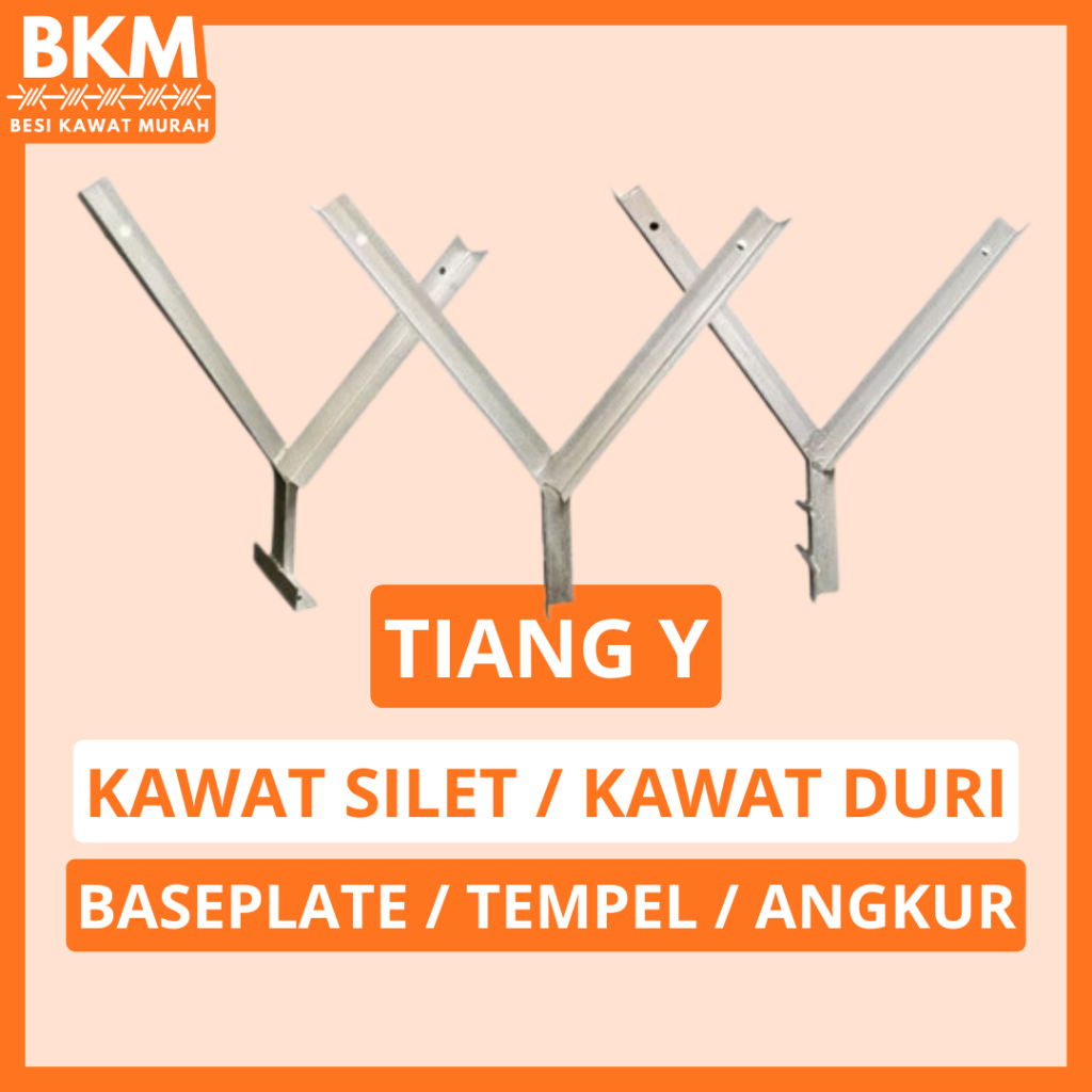 Tiang Y Siku Penyangga Kawat Silet & Kawat Duri - Variasi Jenis & Ukuran | Besi Kawat Murah