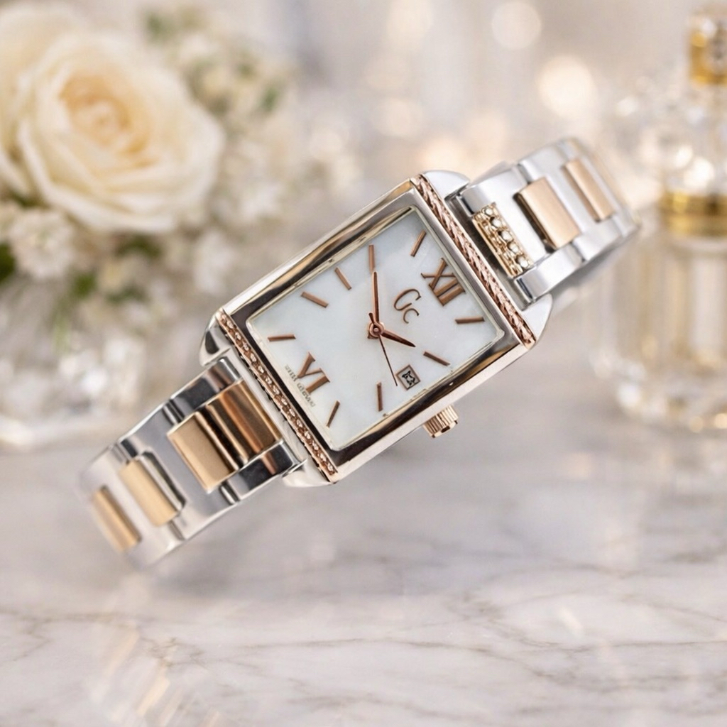 JAM TANGAN WANITA GC-001 RANTAI STAINLESS MODEL KOTAK