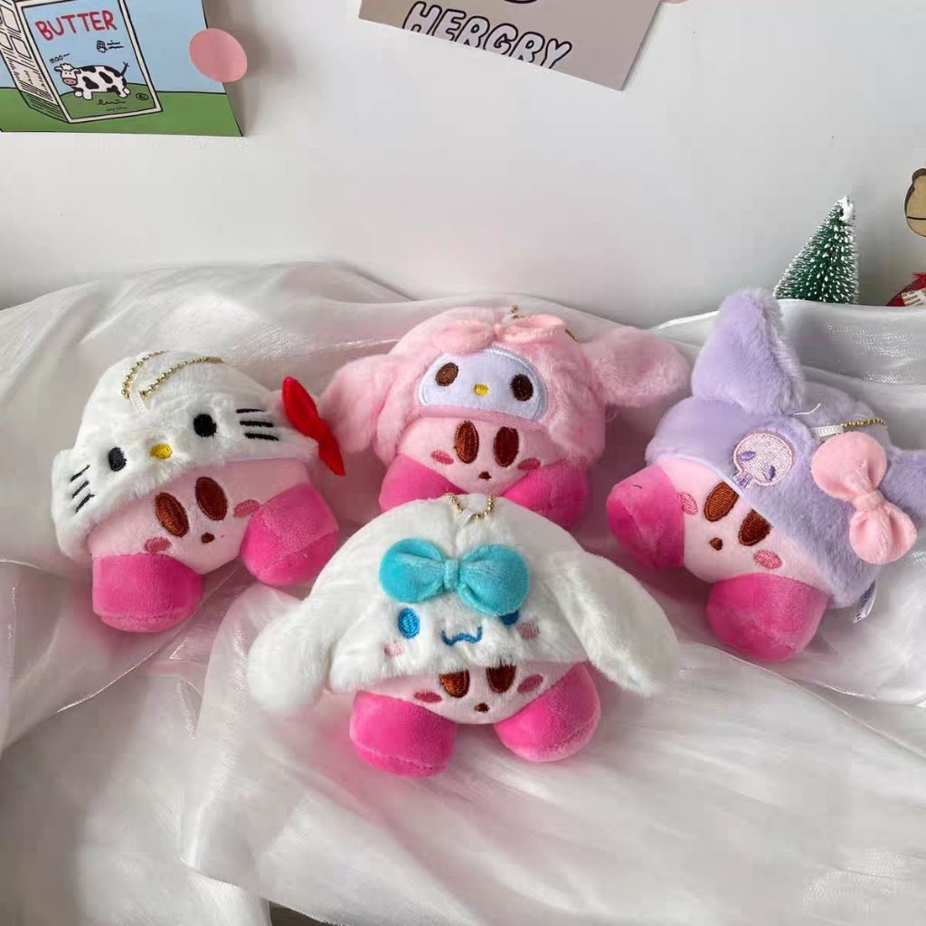 [Ready Stock] Bag Charm Cute Kirby Kuromi Plushie Doll Cinnamorol Sanrio Keychain