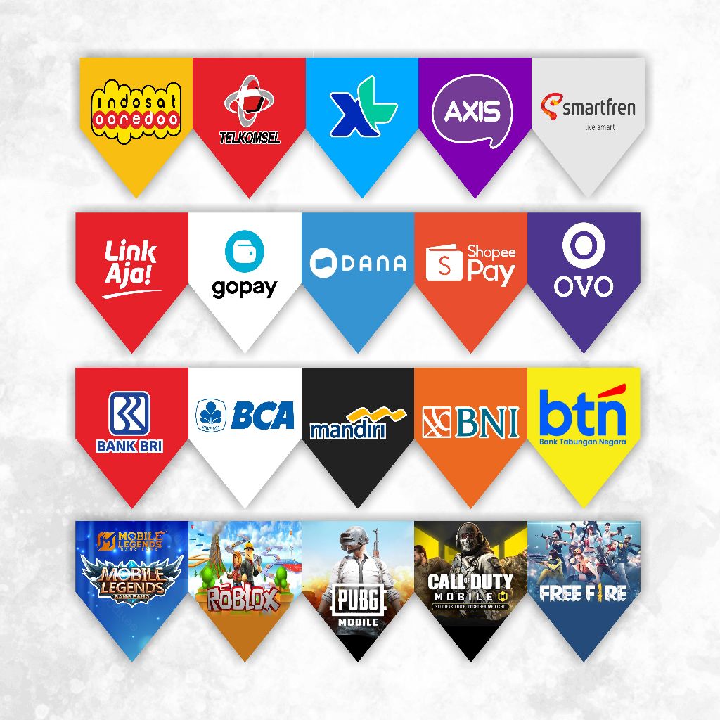 Spanduk Hiasan konter pulsa untung digantung