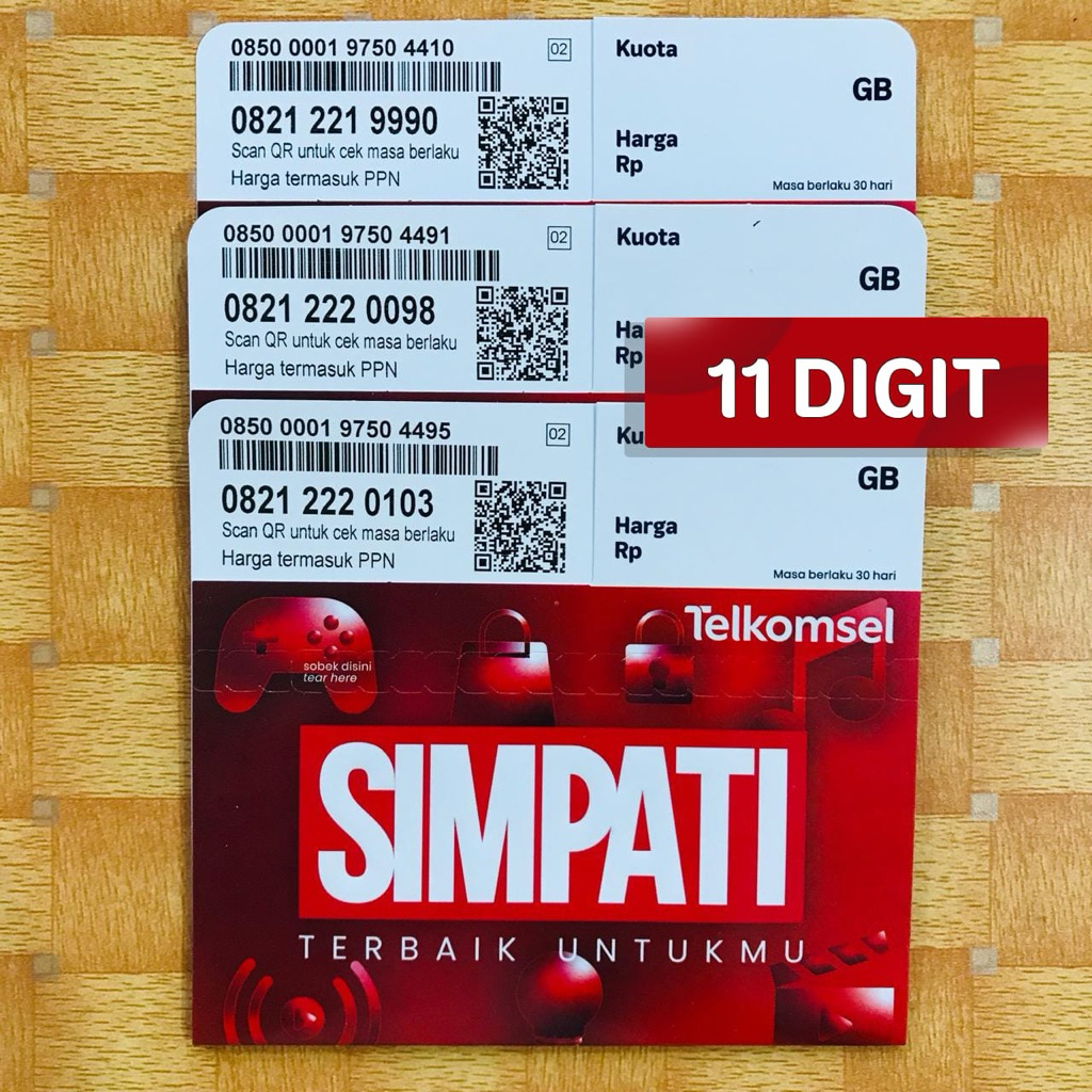 Kartu Perdana Nomor Cantik Telkomsel SIMPATI 11 Digit Triple