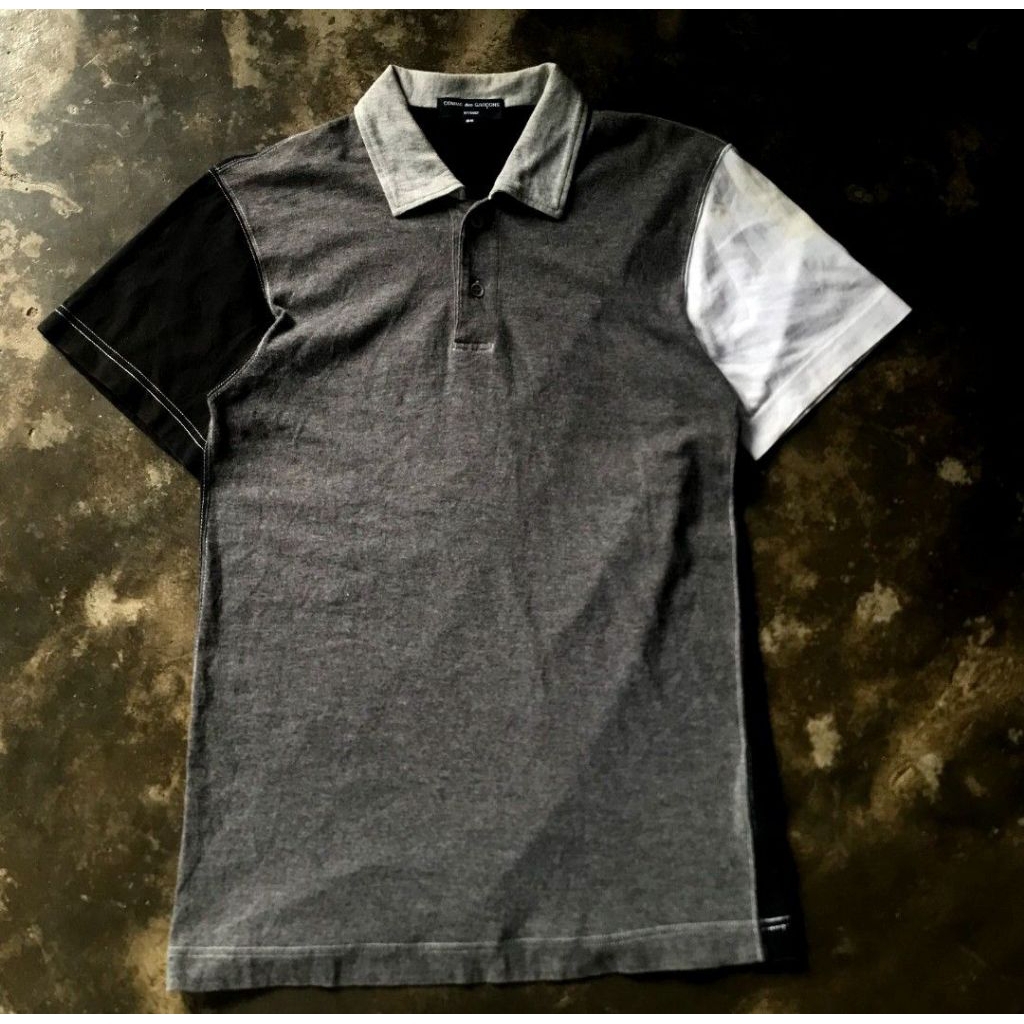 LUXURY COMME DES GARCONS HOMME DESIGNER JAPAN STRIPE FORMAL POLO SHIRT