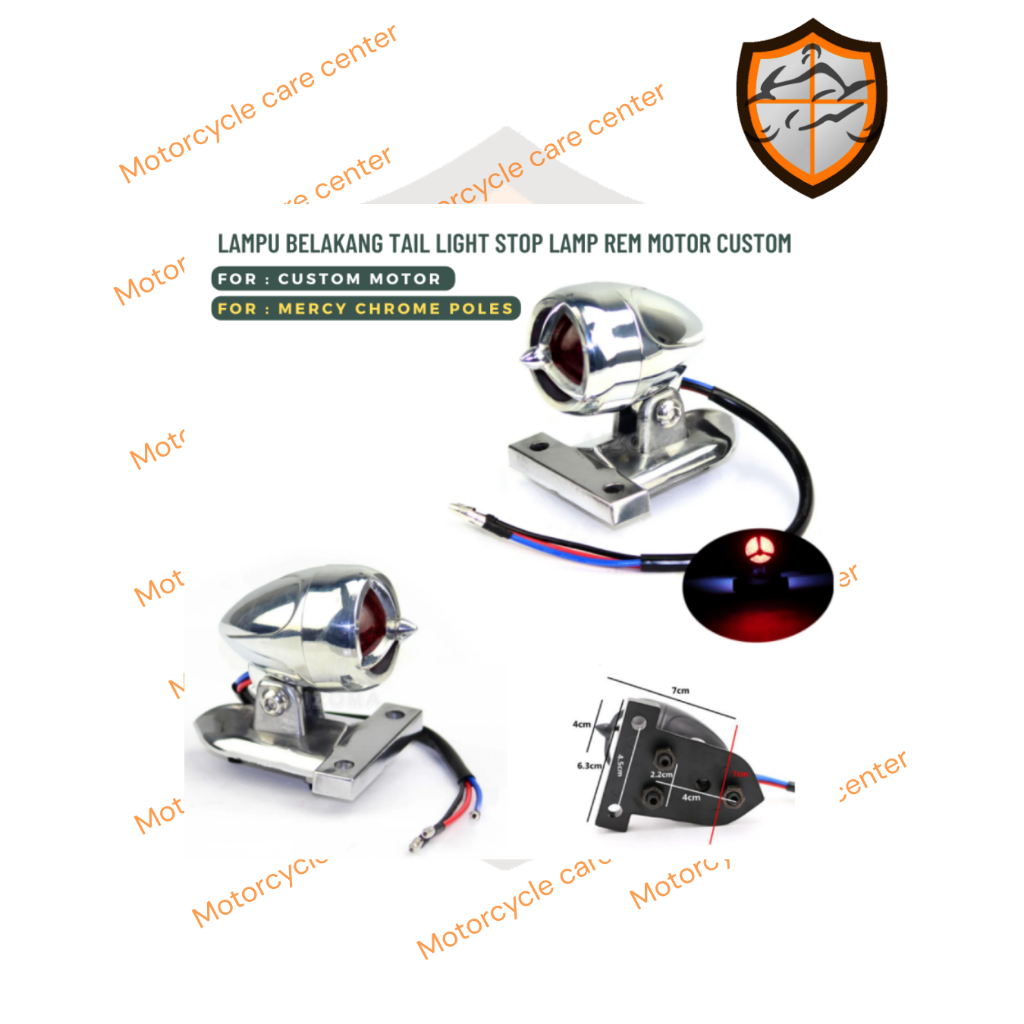 LAMPU BELAKANG TAIL LIGHT STOP LAMP REM MOTOR CUSTOM MERCY CHROME