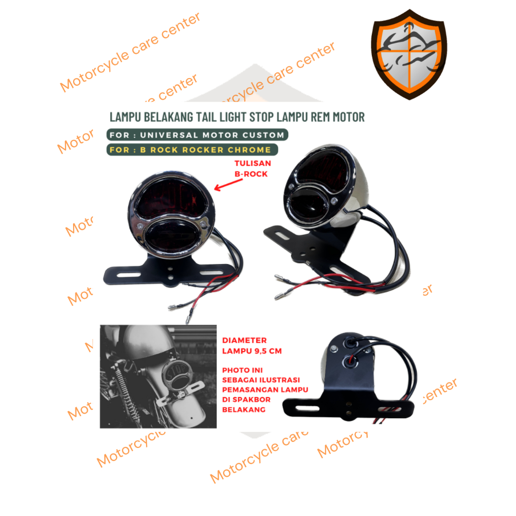 LAMPU BELAKANG STOPLAMP UNIVERSAL MOTOR CUSTOM B ROCK ROCKER FULL CHROME