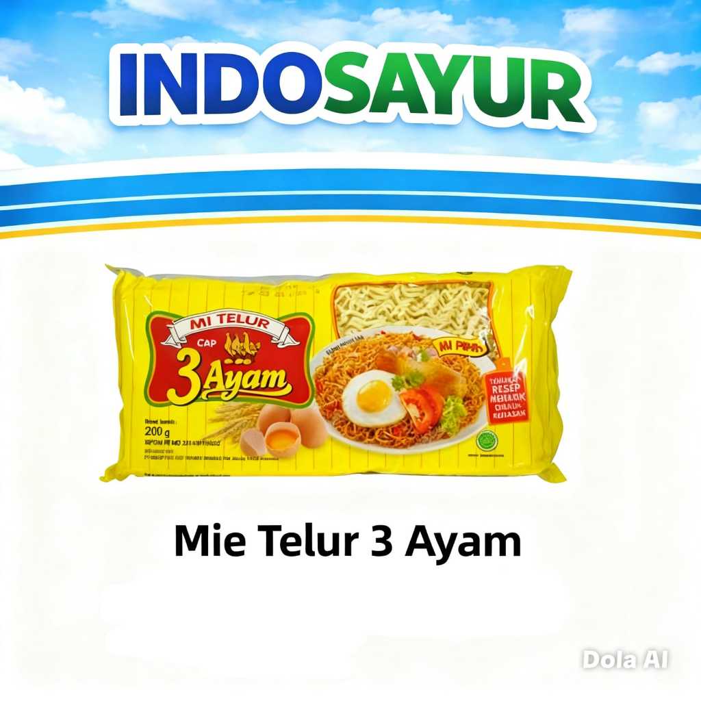 Mie Telur Bulat Cap 3 Ayam 200gr / MIE TELOR