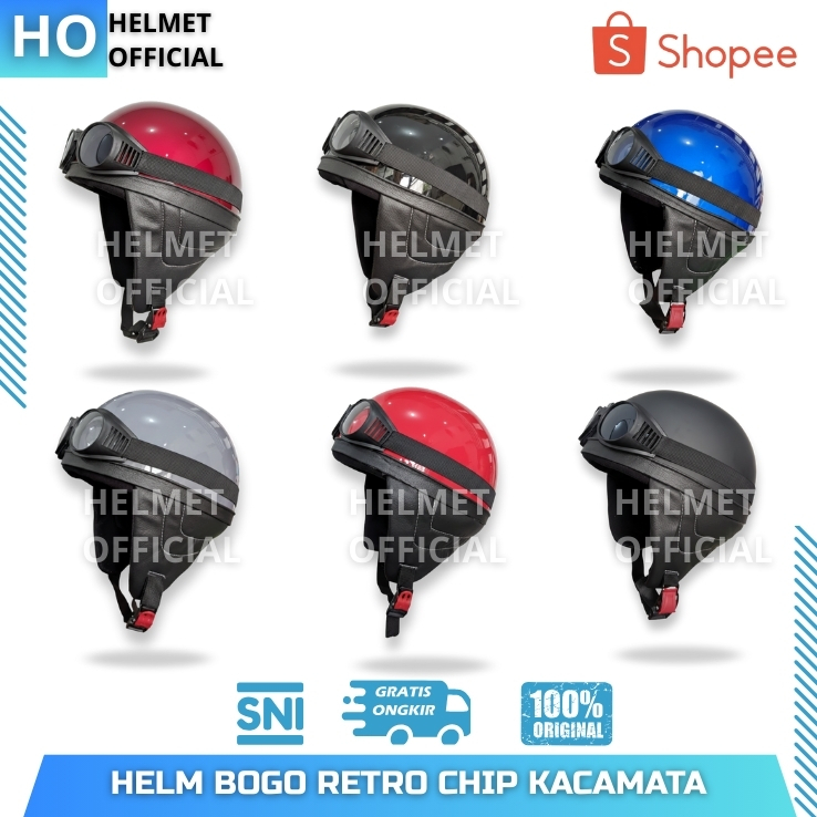 HELM RETRO BOGO CHIP DEWASA KACAMATA