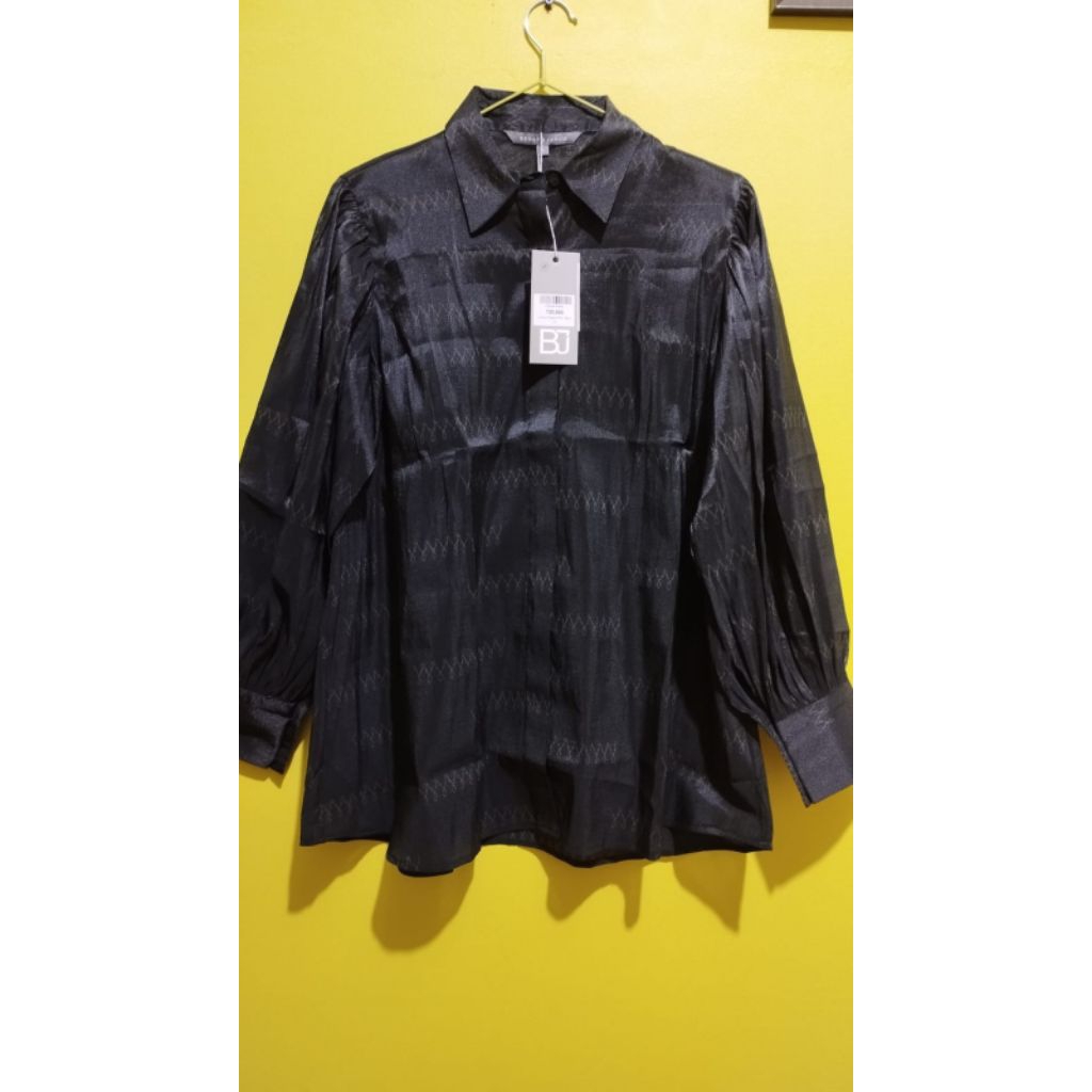 Benang Jarum Khanum Organza Shirt Black New