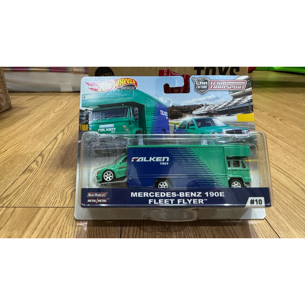 Hot Wheels Team Transport Mercedes-Benz 190E 2.5-16 & Fleet Flyer - Falken Livery (Premium) Card Jap