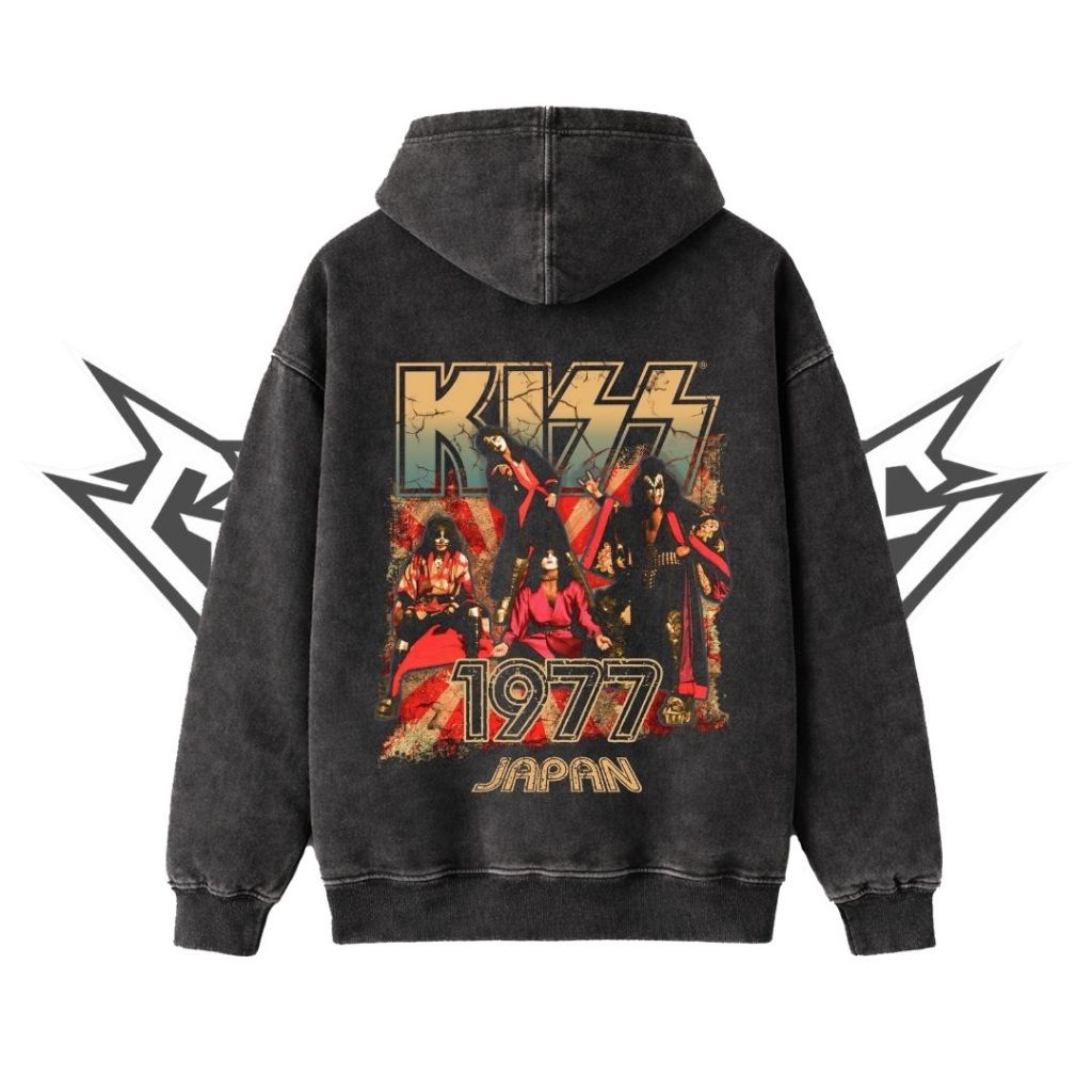 Glatosphere "KISS" Stone Wash Hoodie | Washing | Jaket | Hoodie Band