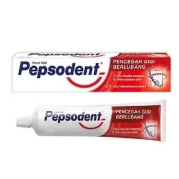 Pepsodent Pasta Gigi Pencegah Gigi Berlubang  190gr - Warna Merah, Aroma Herbal, no dus