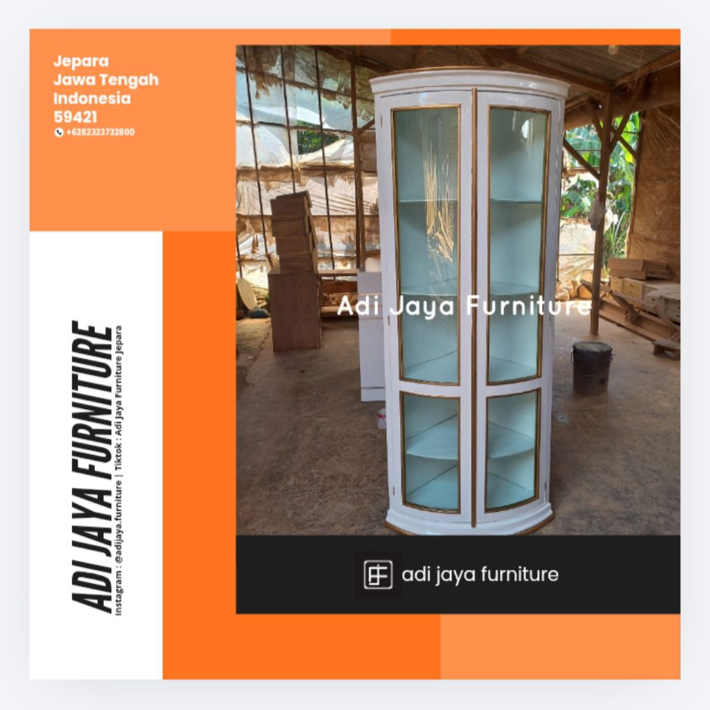 lemari sudut pajangan warna putih almari pajangan sudut putih minimalis almari etalase kaca almari b