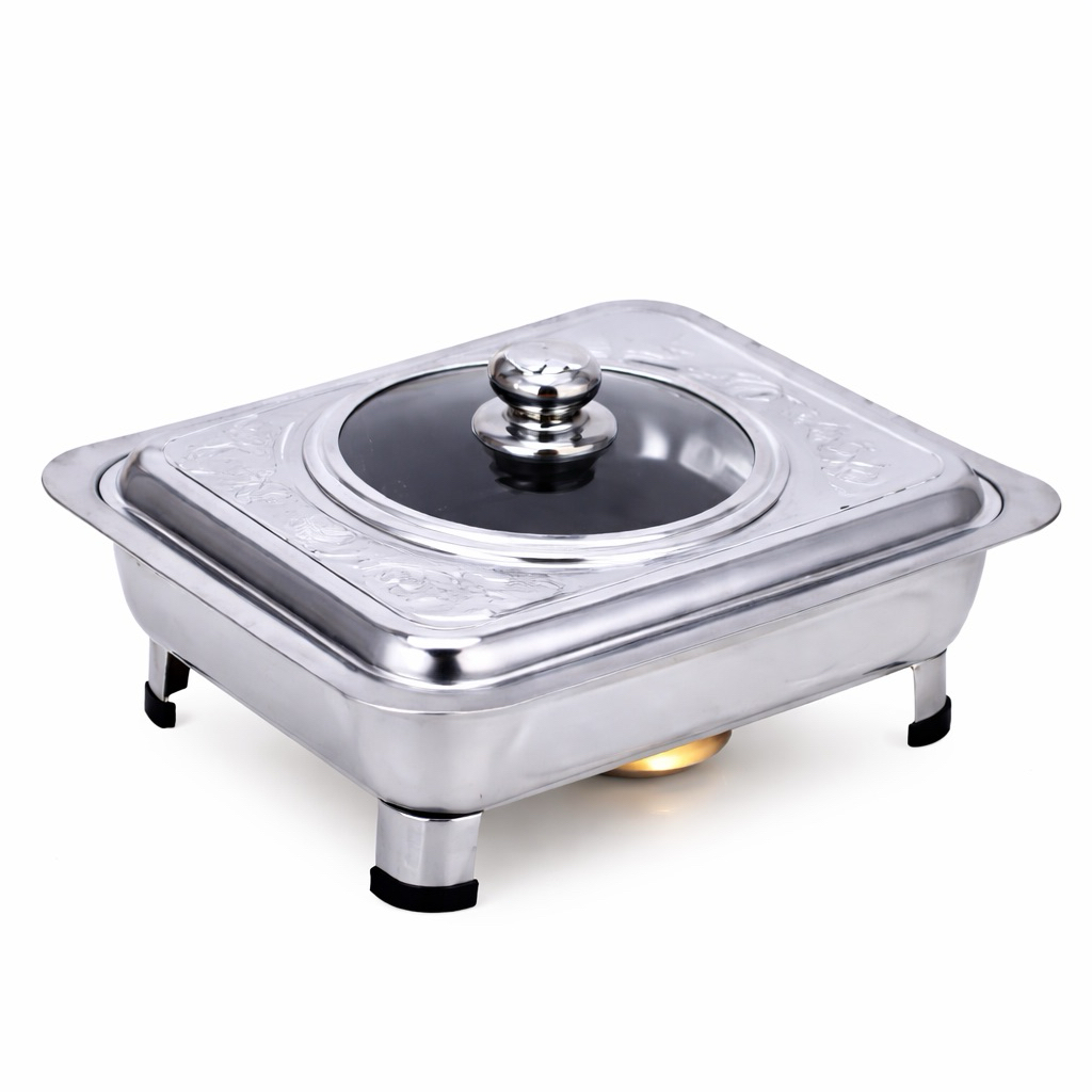 Prasmanan Set Wadah Saji-Stainless Steel Bentuk Persegi Panjang