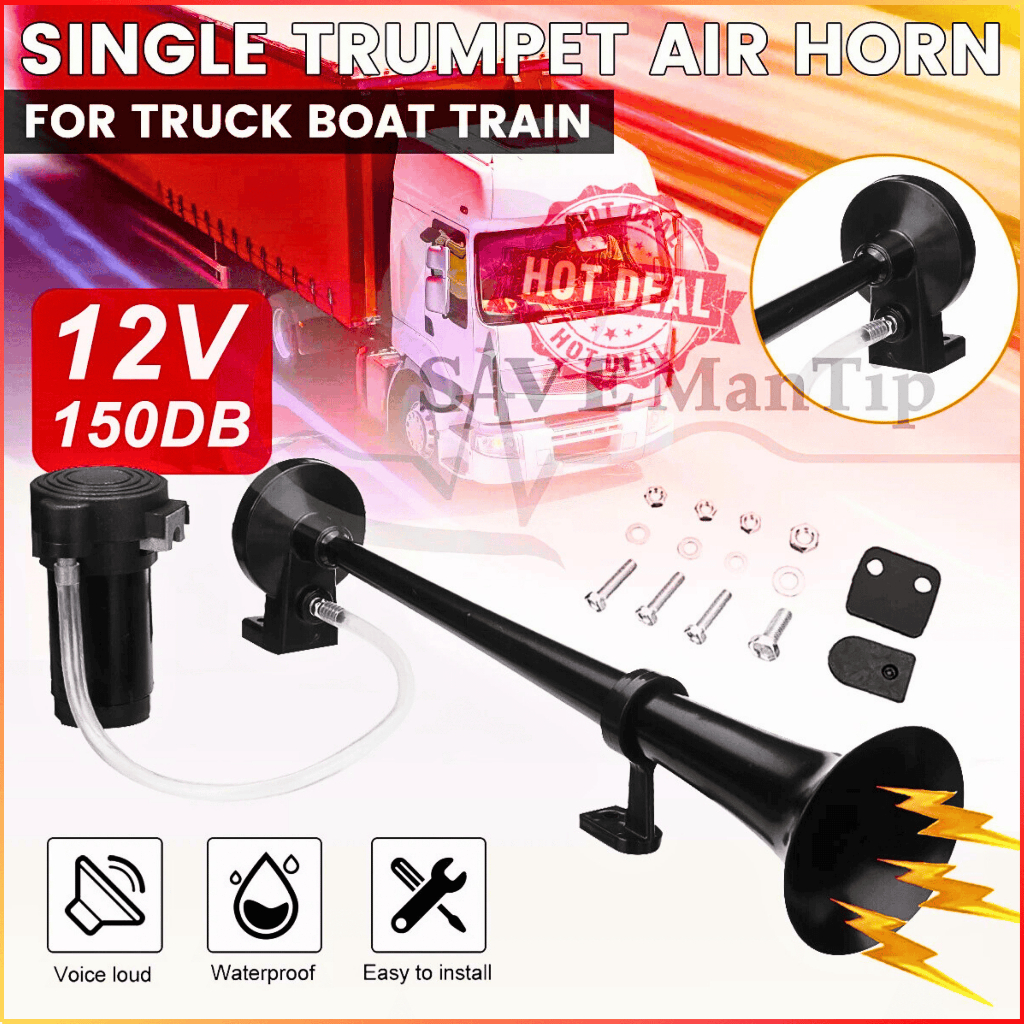 NEW COD Klakson Trompet Mobil Truk Bus 1 Corong Dinamo Tanpa Angin 12 Volt Loud Air Horn 150dB