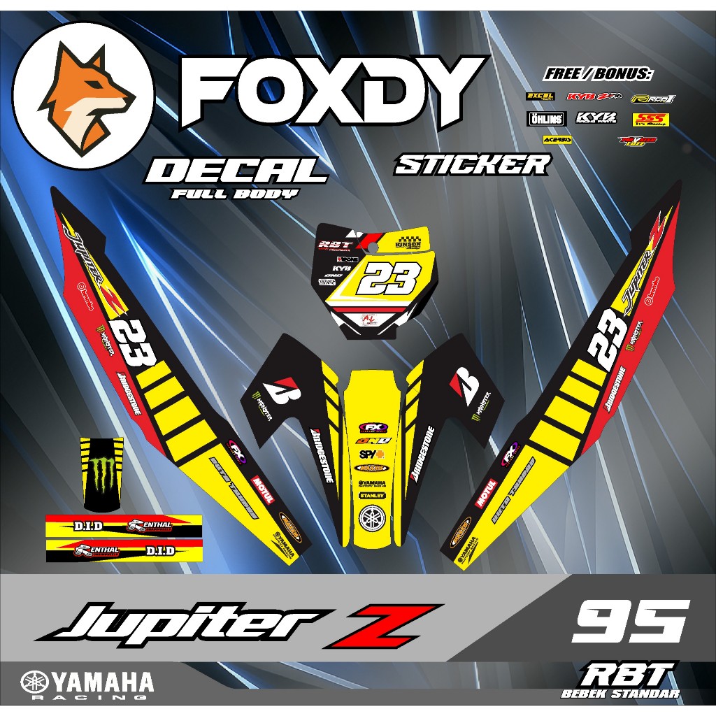 FOXDY Stiker DECAL MOTOR JUPITER Z FULL BODY SUPERMOTO RBT NEW FD95 RBT