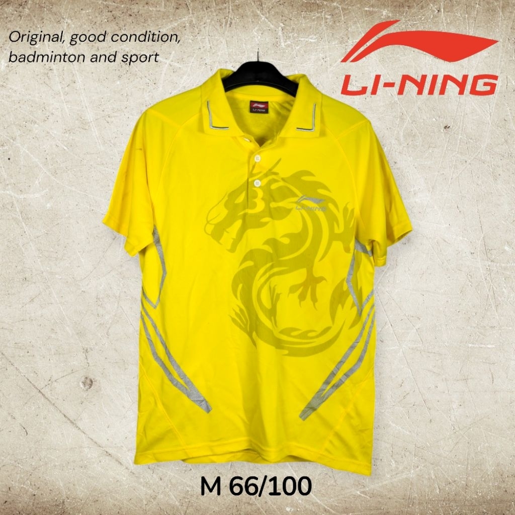 Li-Ning Jersey Badminton Kaos Kerah Polo Olahraga Size M Original