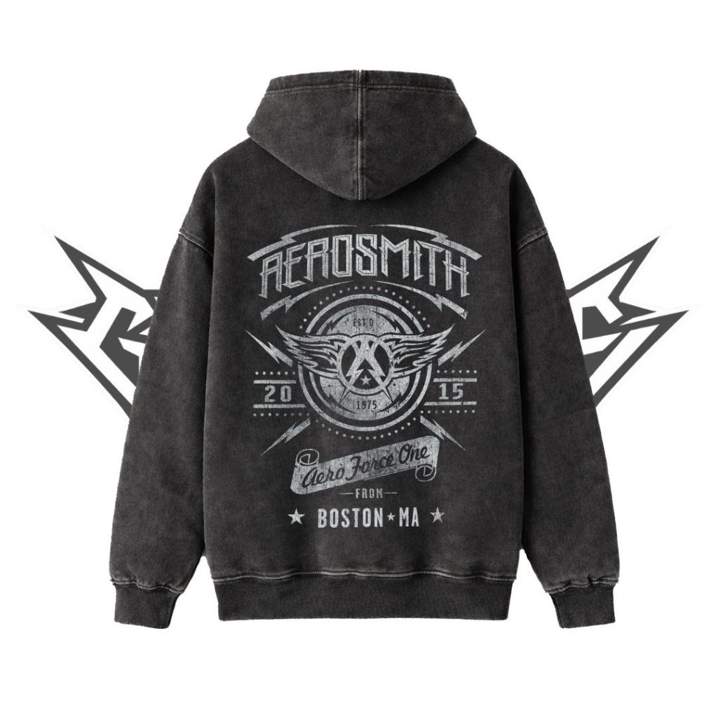 Glatosphere "Aerosmith" Stone Wash Hoodie | Washing | Jaket | Hoodie Band