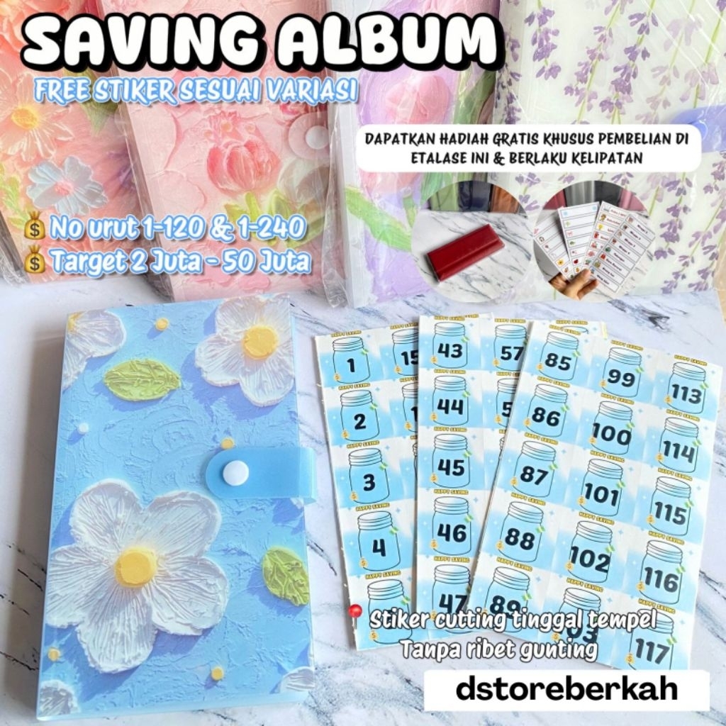 (PART 1 BONUS DOMPET) PAKET ALBUM MENABUNG METODE ANGKA 1-120 // SAVING CHALLENGE 120 HARI // SAVING