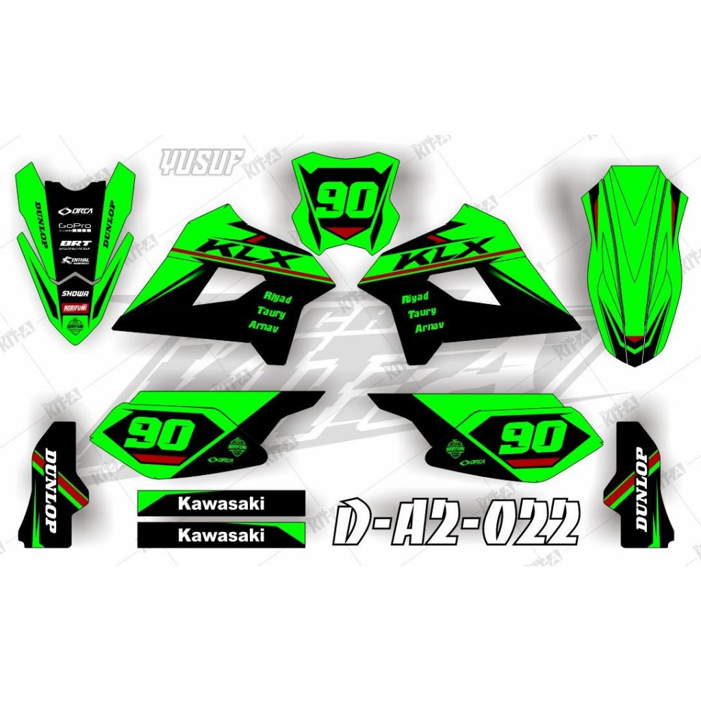 Decal Stiker Klx 250 Striping Klx 250 Sticker Klx 250 D-A2-015 A2-025