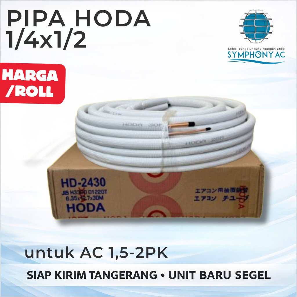 Pipa AC HODA 1/4 x 1/2 – Pipa Freon AC Split 1,5–2 PK (Harga/Roll 30M)