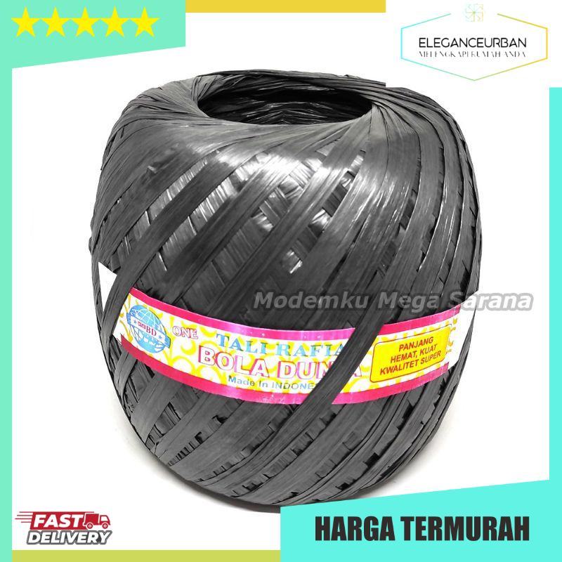 Tali Plastik Rafia Hitam Bola Dunia 720gr / 1000gr 1kg Tebal Super Kuat Gulungan