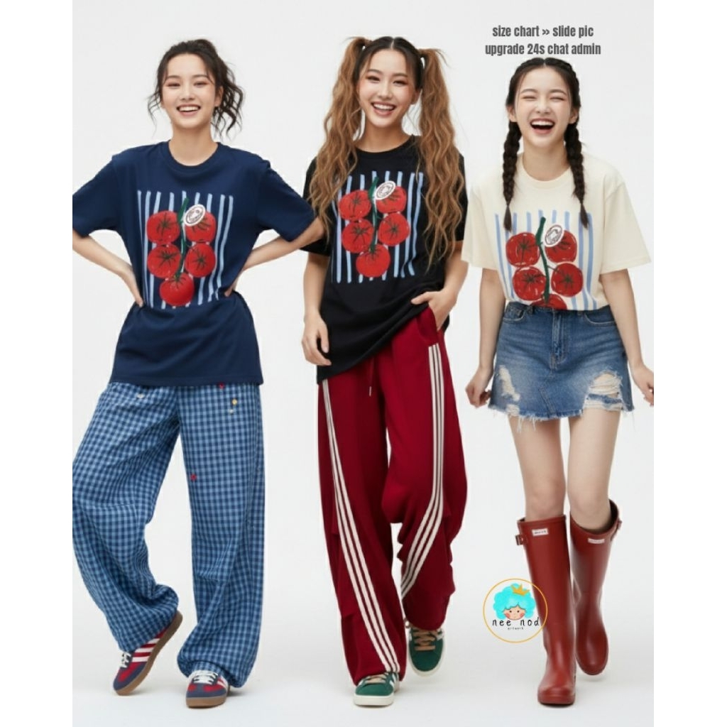 kaos NEENOD HAPPY TOMATOES , kaos baju anak, kaos wanita dewasa, kaos pria, kaos set keluarga, kaos 