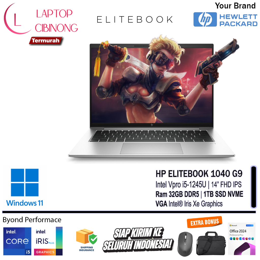 Laptop Hp Elitebook 1040-G9 Intel Core i5 1245U Ram 32GB FHD IPS Windows 11 Pro Silver