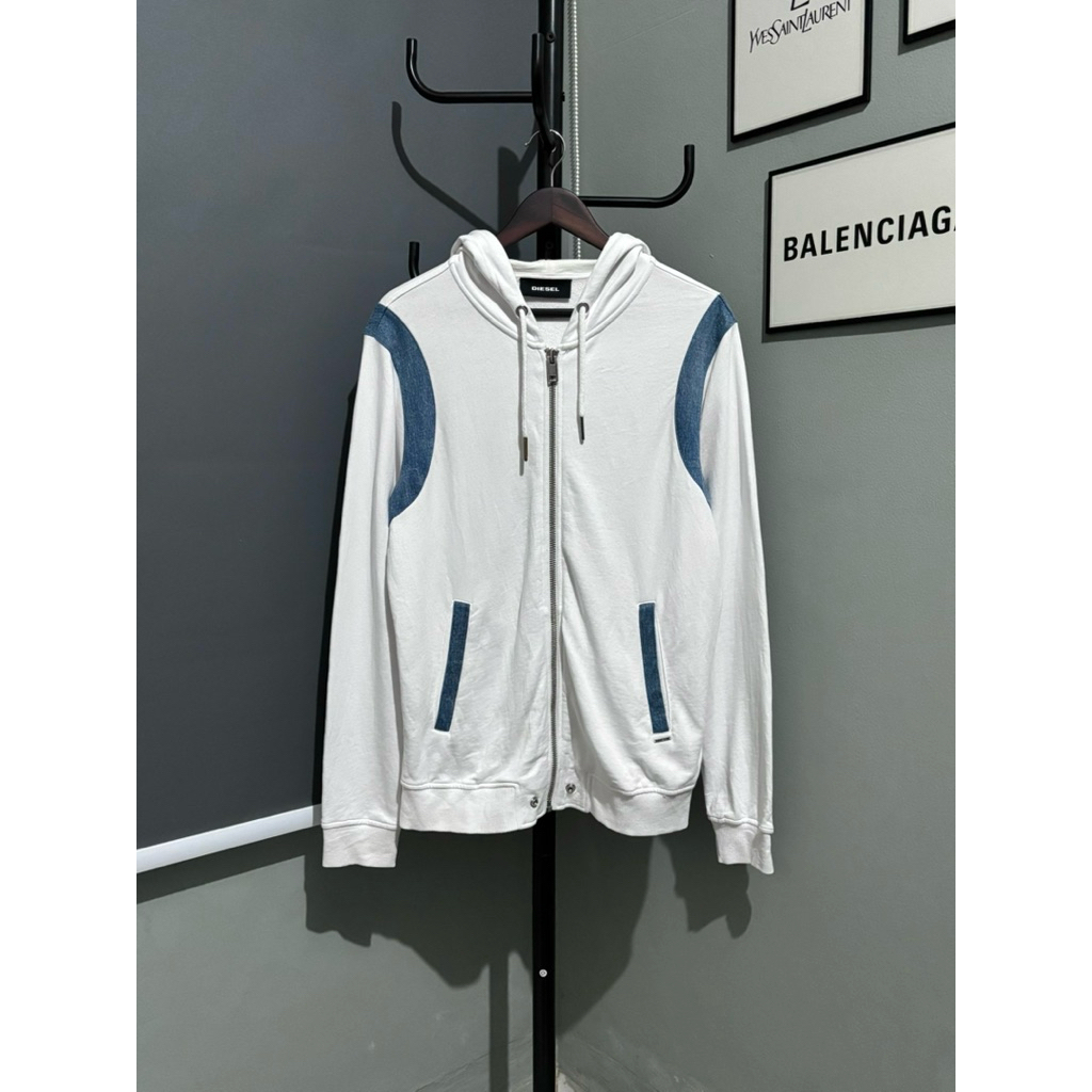 DIESEL ZIP HOODIE WHITE