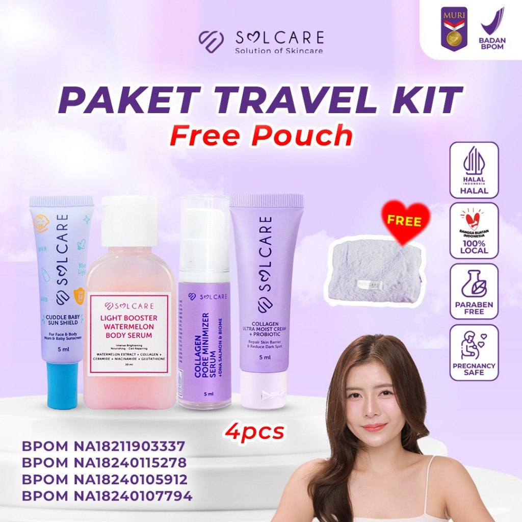 Solcare Travel Glow Set – Body Serum, Sunscreen, Moist Cream & Collagen Drink