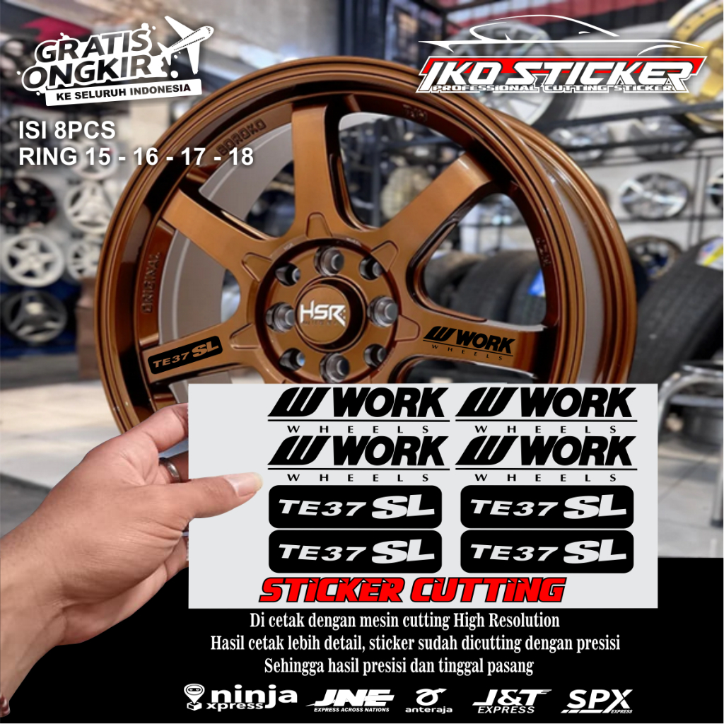 8PCS STICKER STIKER VELK WORK WHEEL STIKER VOLK VELK MOBIL TE37 SL RACING RING 15 16 17 18