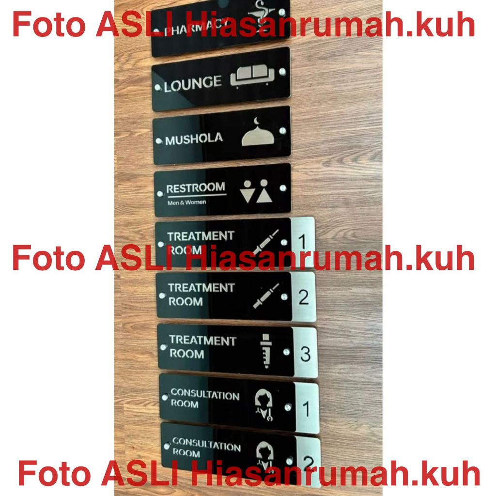 Nama Ruangan Custom | Room Signage Bahan Stainless Lapis Akrilik