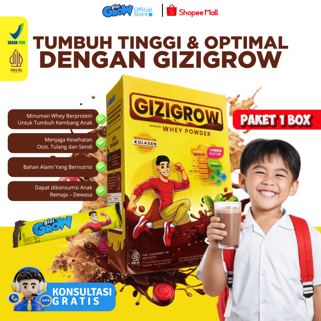 Susu Gizigrow Anak 3 -12 Tahun Peninggi Badan & Penambah Nafsu Makan | Halal BPOM