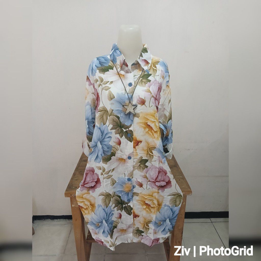 TUNIK WANITA MOTIF BUNGA KATUN RAYON T1510